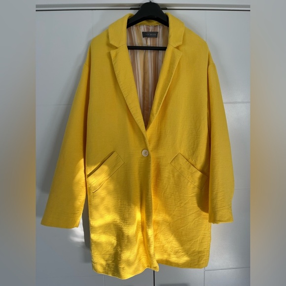 Suzy Shier/ Spring Yellow/ Button up coat/ Oversized/ Trench/ Blazer/ Size US M - Picture 3 of 13